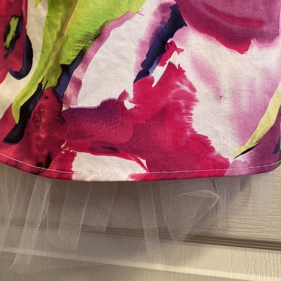 Suzy Shier Flower Pattern Strap Dress - Zip Back With Lacy Hem - Size S - Picture 3 of 13